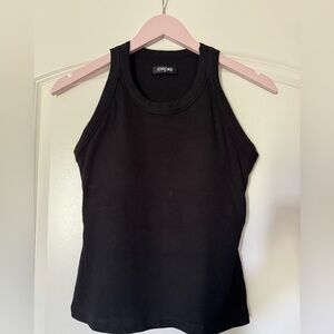 Chic Me Black Ribbed Tank Top, Medium, New